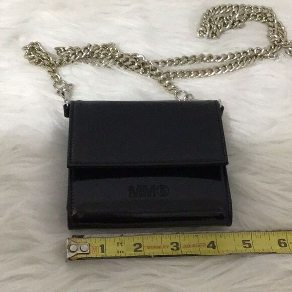 MM6 Maison Margiela Logo Black Folding Small Wallet On A Chain - Picture 9 of 16